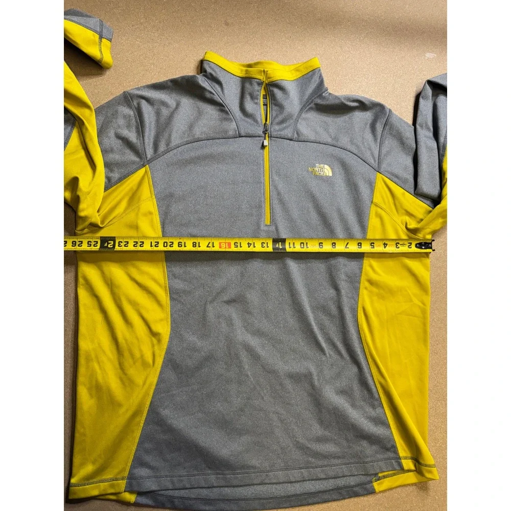The North Face Mens Gray Yellow 1/4 Zip Long‎ Sleeve Pullover Sweatshirt XXL